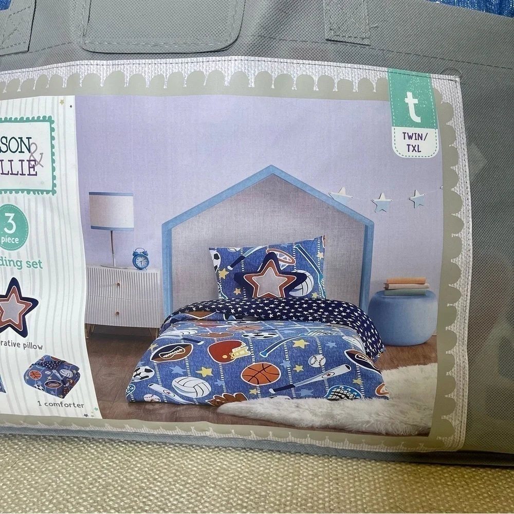 Mason & Mollie Sports 3 Piece Kids Boys Bedding Set Comforter Twin Twin XL NWT